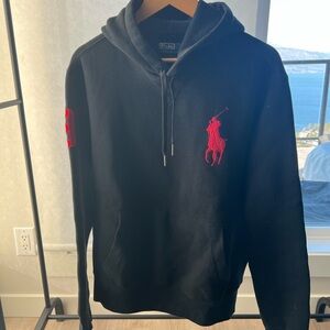Ralph Lauren Black Hoodie with Red Emblem